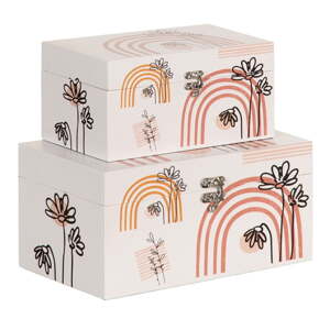 Krémové dekoratívne úložné boxy v súprave 2 ks 30x18x15 cm Flowers – Ixia