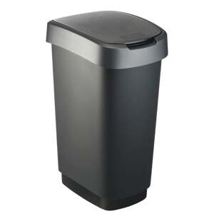 Plastový odpadkový kôš v čierno-striebornej farbe 50 l Twist – Rotho