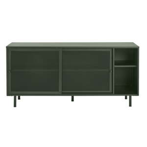 Tmavozelená kovová nízka komoda s posuvnými dverami 160x75 cm Veep – Unique Furniture