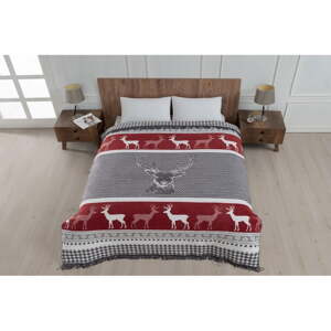 Červený/sivý pléd 180x220 cm – Mila Home