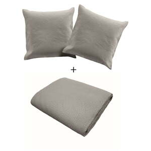 Sivá prešívaná súprava prikrývky a obliečky na vankúš z mikrovlákna 240x220 cm Romane – douceur d'intérieur