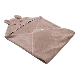 Ružovo-hnedá bavlnená detská osuška s kapucňou 75x75 cm Rabbit – Kindsgut