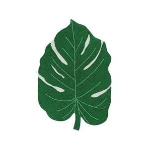 Tmavozelený prateľný/ručne tkaný bavlnený detský koberec 120x180 cm Monstera Leaf – Lorena Canals