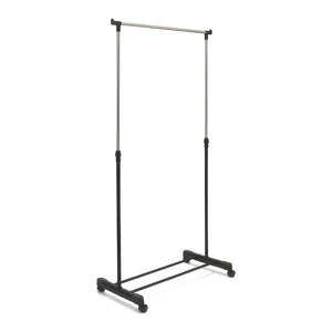 Čierny kovový teleskopický/pojazdný stojan na oblečenie 80x160x40 cm – Addis