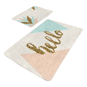 Zamatové kúpeľňové predložky v krémovej a zlatej farbe v súprave 2 ks 60x100 cm Hello – Mila Home