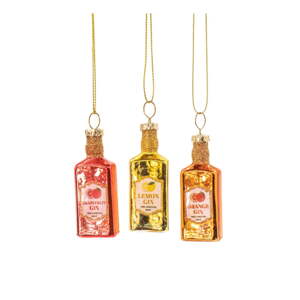 Sklenené ručne vyrobené vianočné ozdoby v súprave 3 ks ø 3 cm Gin Bottle – Sass & Belle