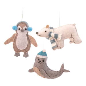 Textilné ručne vyrobené vianočné ozdoby v súprave 3 ks 6 cm Arctic Animals – Sass & Belle