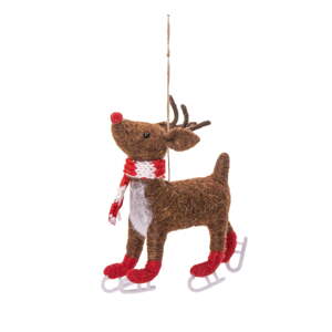 Textilná ručne vyrobená vianočná ozdoba 13 cm Skating Rudolph – Sass & Belle