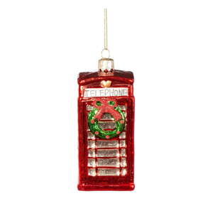 Sklenená ručne vyrobená vianočná ozdoba 11 cm Phone Box – Sass & Belle