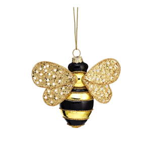 Sklenená ručne vyrobená vianočná ozdoba 7 cm Bee – Sass & Belle