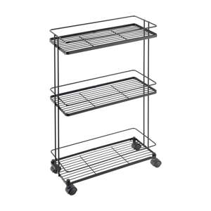 Matne čierny oceľový pojazdný regál 38x62x16 cm Lava – Metaltex