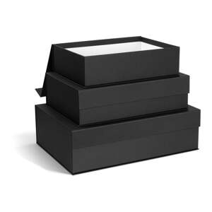 Tmavosivé kartónové úložné boxy v súprave 3 ks s vekom/dekoratívne 42,5x29,5x13 cm Kian Paper Laminate – Bigso