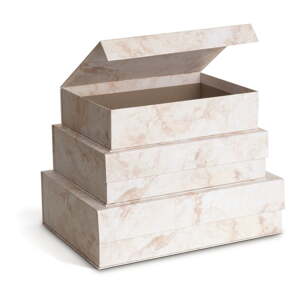 Béžové kartónové úložné boxy v súprave 3 ks s vekom/dekoratívne 42,5x29,5x13 cm Kian Paper Laminate – Bigso
