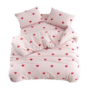 Ružové obliečky na jednolôžko/predĺžené s plachtou/3-dielne 160x220 cm Red Heart – Mila Home