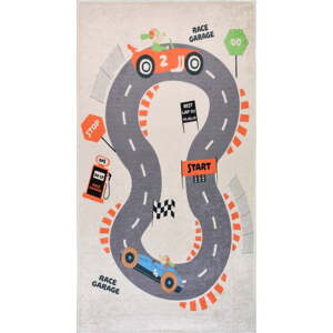 Krémovobiely prateľný detský hrací koberec 120x180 cm Race Garage – Vitaus