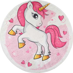 Ružový prateľný detský koberec ø100 cm Pink Unicorn – Vitaus