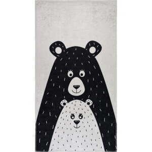 Čierno-biely prateľný detský koberec 120x180 cm Bear Family – Vitaus