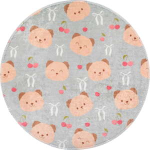 Sivý/hnedý prateľný detský koberec ø100 cm Cute Teddies – Vitaus