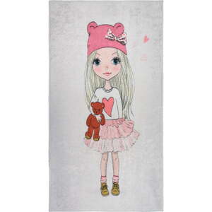 Prateľný detský koberec 100x160 cm Cute Girl and the Bear – Vitaus