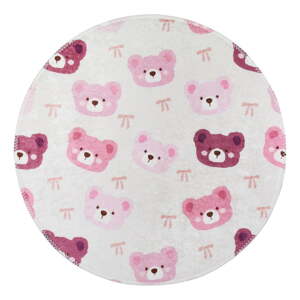 Ružový/slonovinový prateľný detský koberec ø120 cm Cute Teddies Pink – Vitaus