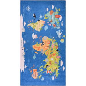 Modrý prateľný detský koberec 120x180 cm Animal Atlas – Vitaus