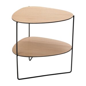 Kovový konferenčný stolík v prírodnej farbe 37x44 cm Curve Double Wood – LIND DNA