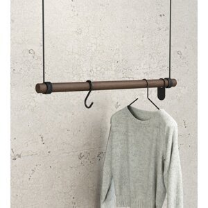 Hnedý nástenný stojan na oblečenie z dubového dreva 80x200x4 cm Swing M – LIND DNA