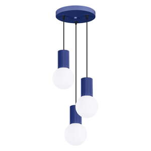 Tmavomodré závesné svietidlo so skleneným tienidlom ø 25 cm Orbital – Nice Lamps
