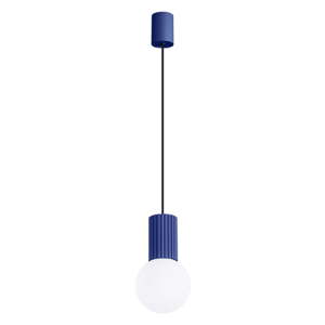 Tmavomodré závesné svietidlo so skleneným tienidlom ø 12 cm Orbital – Nice Lamps
