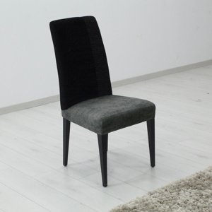 Poťah elastický na celú stoličku, komplet 2 ks Estivella odolný proti škvrnám, tmavo šedá