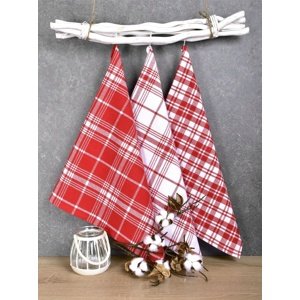 Utierka bavlnená, Red cucine 2056, set 3ks, červené