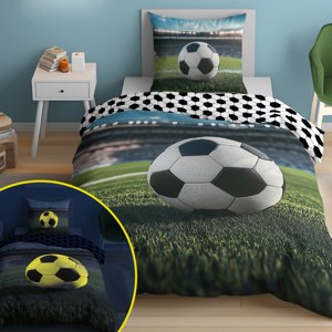 Svietiace obliečky bavlnené, Futbal fluo