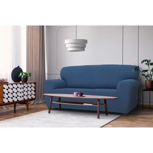 Poťah na sedačku multielastický, Denia, modrý kreslo 70 - 110 cm