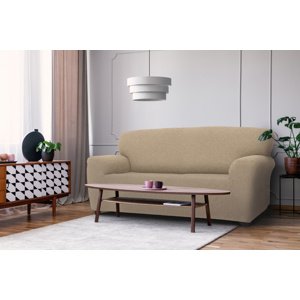 Poťah na sedačku multielastický, Denia, smotanový trojkreslo 180 - 220 cm