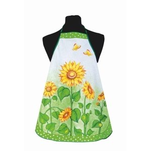 Zástera kuchynská alebo komplet, Slnečnica, zelená zástera