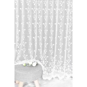 Záclona grécky tyl, Zámocké kvety, metráž, biela 130 cm