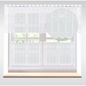 Záclona macramé, Kveta vitrážka metráž, biela 60 cm