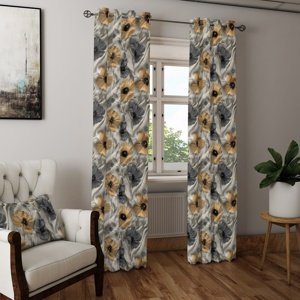 Zatemňovací dekoračný záves alebo látka, Blackout, Kvety, 150 cm 150 cm
