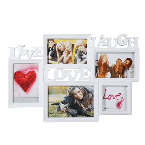 Biely fotorámik Live Laugh Love, 46x32cm RD9999