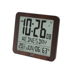 Rádiom riadené digitálne hodiny s budíkom JVD hnedé DH9335.2, 25cm