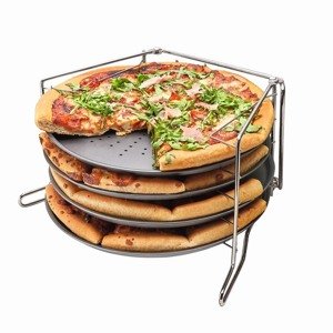 Sada 4 foriem na pizzu so stojanom Konighoffer 9277, 28 cm