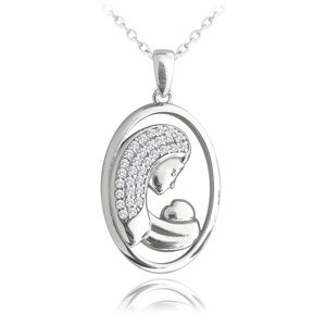 Strieborný náhrdelník MADONNA s bielymi zirkónmi, Minet JMAN0419SN45