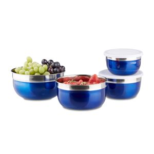 4- dielna sada misiek z nerezovej ocele s vekom, RD0833 modrá