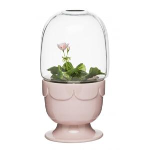 Kvetináč s poklopom SAGAFORM Greenhouse, ružový svetlý