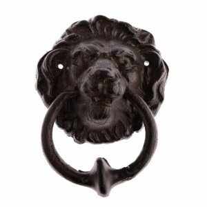 Liatinové klopadlo Lion black, 20 x 27 cm
