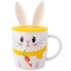 Altom Porcelánový hrnček na králika so silikónovýmviečkom, 400 ml