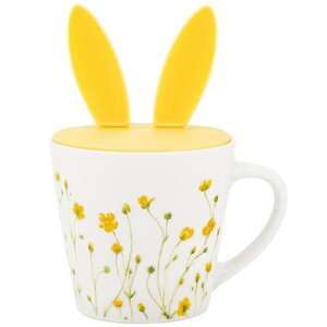 Porcelánový hrnček Altom Marigolds so silikónovýmviečkom, 330 ml