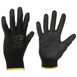 Sixtol Pracovné rukavice GLOVE PE-PU 11 black,veľkosť 11"