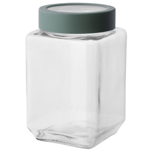 Altom Sklenená štvorcová nádoba s viečkom 700 ml,zelená, 700 ml