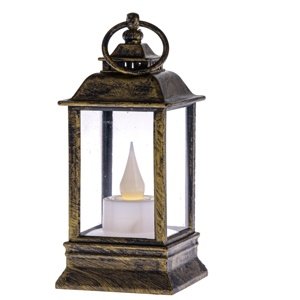 Lucerna so sviečkou LED Cremona meď, 6 x 13 cm